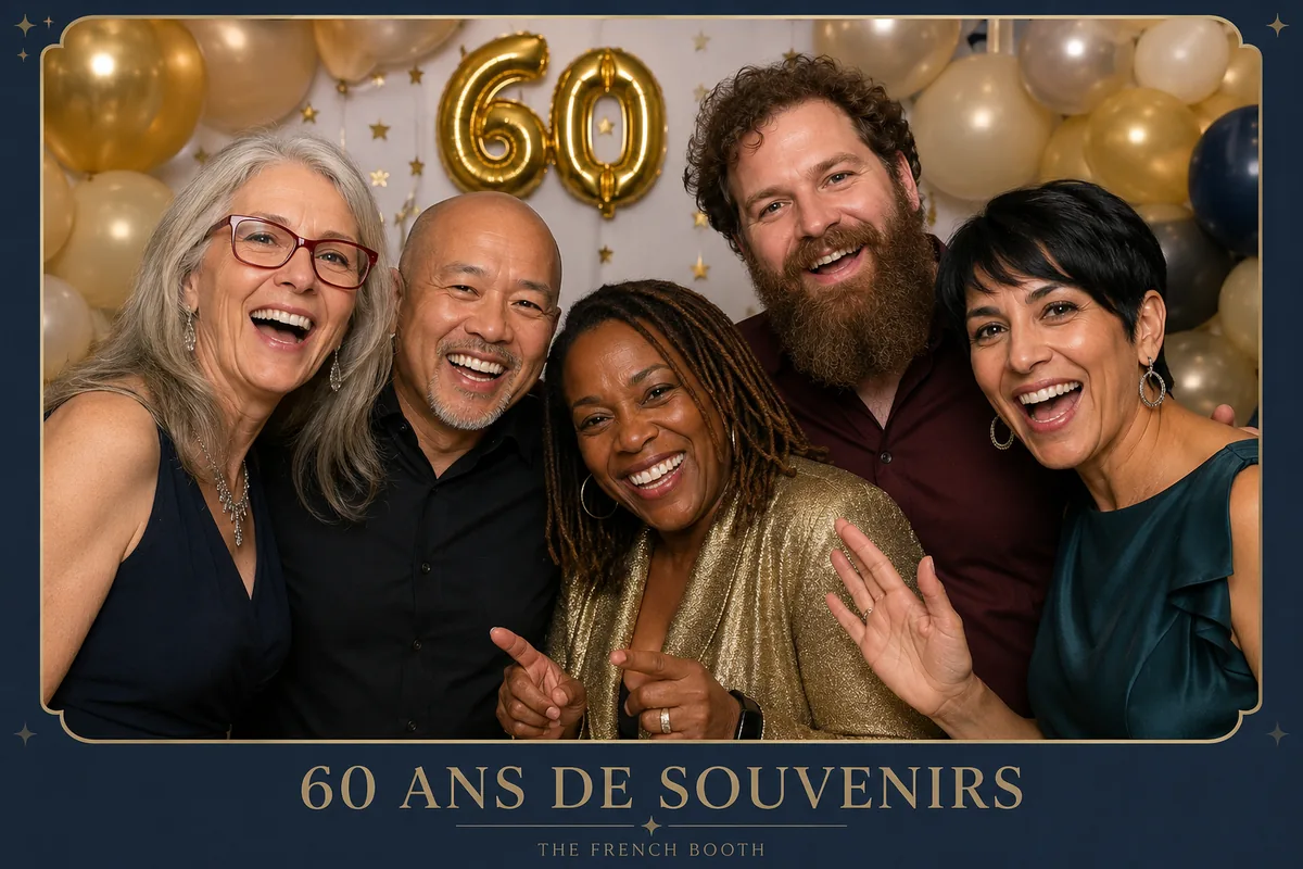 Tirage photobooth personnalisé, 60 ans de souvenirs